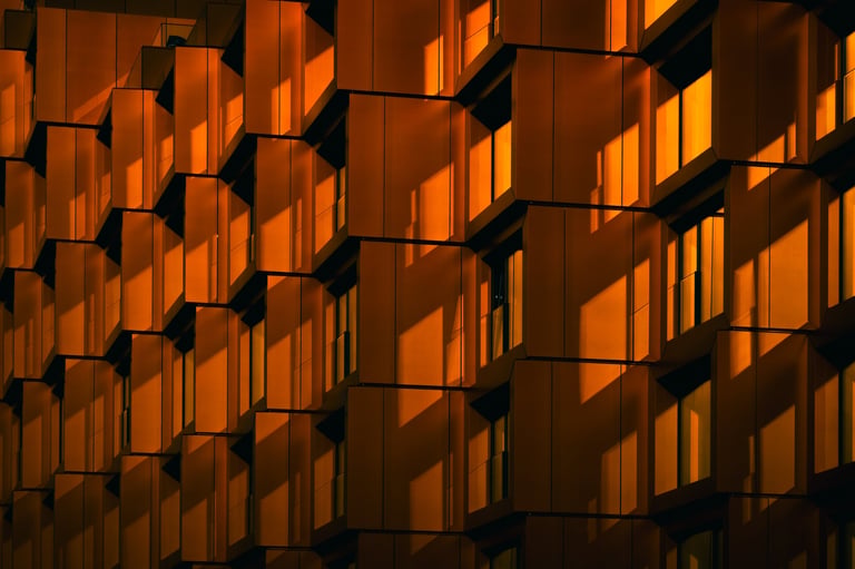 Modern residential facade with balconies